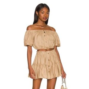 Eberjey Linen Solid Harper Cover Up Khaki Women’s Size Medium